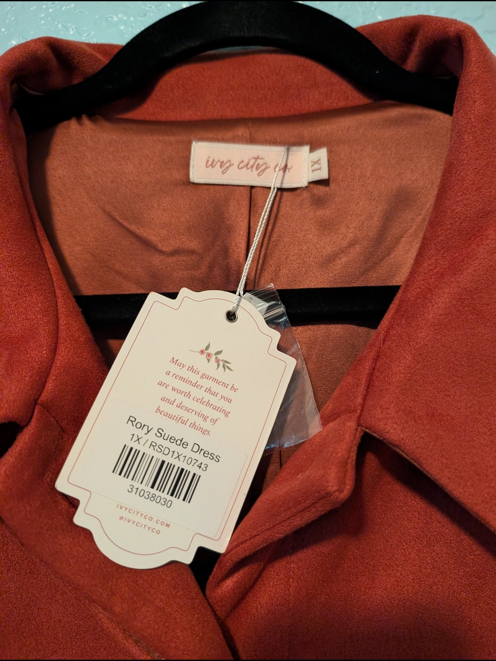 Ivy City Co Rust-Toned Shirtwaist Midi Dress with Tie - Picture 4 of 5